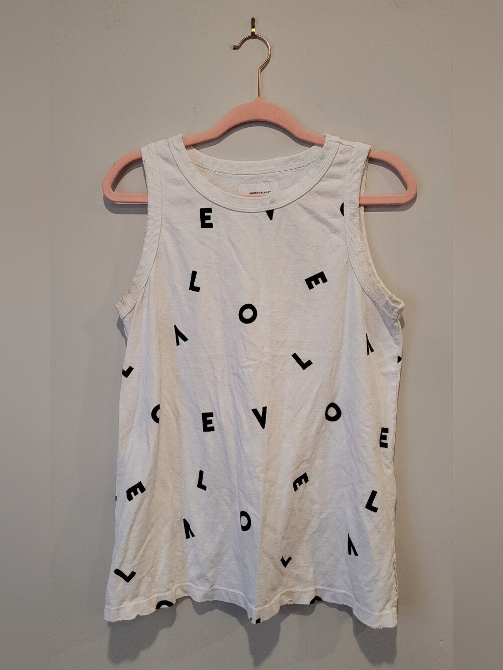 Current/Elliott White Tank with Scattered Black Letter Print